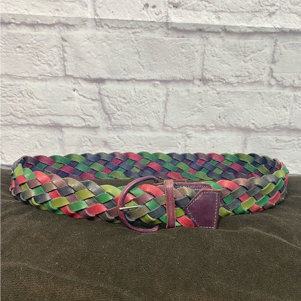 Braided Multicolor Leather Statement Belt